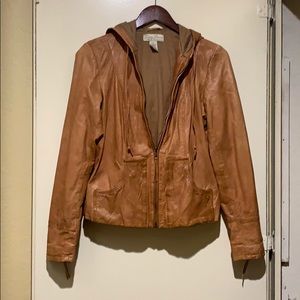 Lucky Brand Leather jacket with Hood